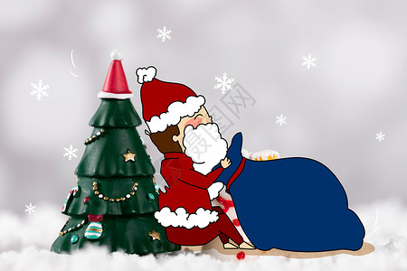 圣诞老人创意摄影插画背景图片