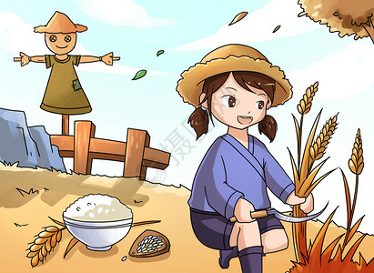 丰收大米割稻谷高清图片