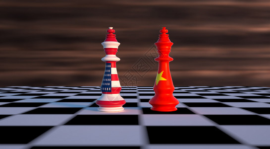 象棋室中美贸易战设计图片