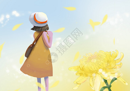 重阳节赏菊背景图片
