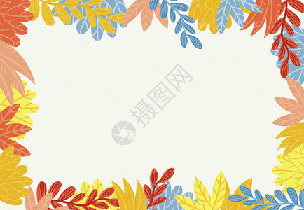 秋天热带植物叶子背景插画