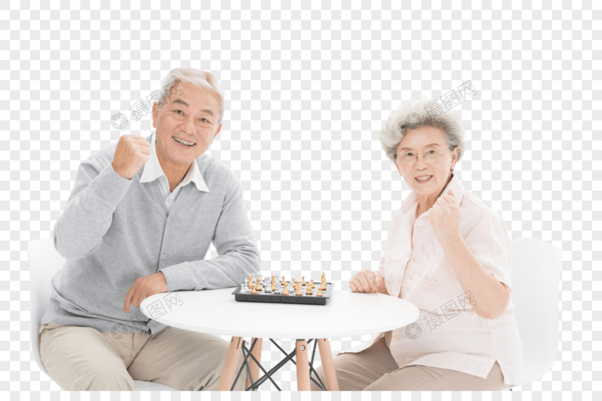 老年夫妇下棋图片