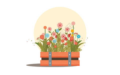 月季花背景花盆插画