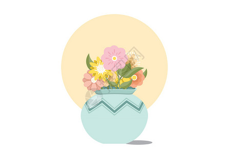 粉色篮子花瓶插画