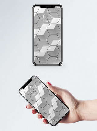 立体方块屋创意菱形手机壁纸模板