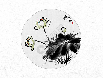荷花中国风水墨画背景图片