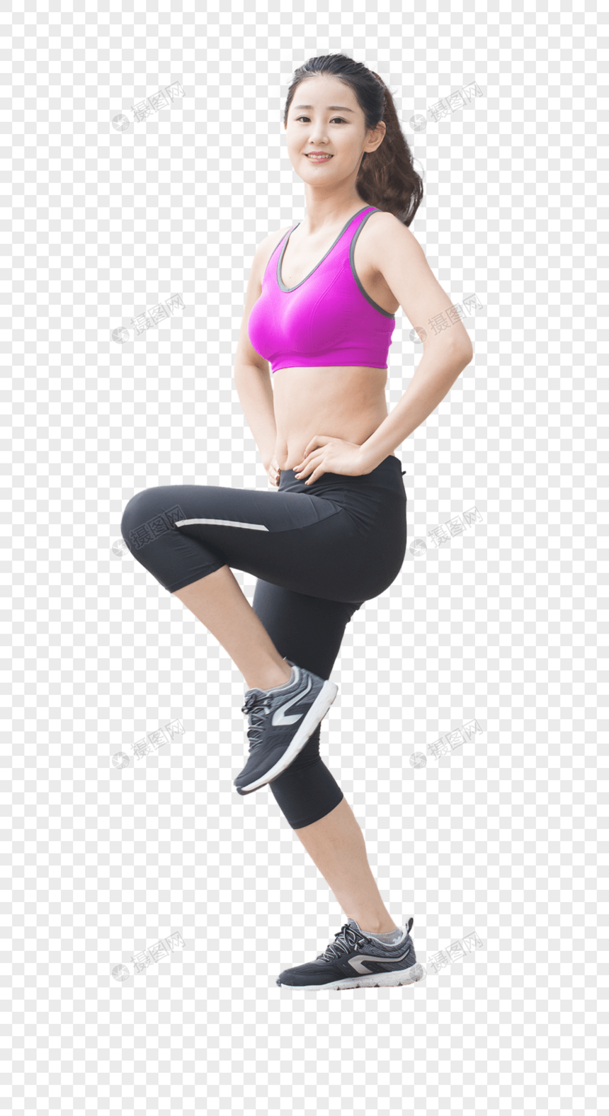 户外运动健身女性高抬腿图片