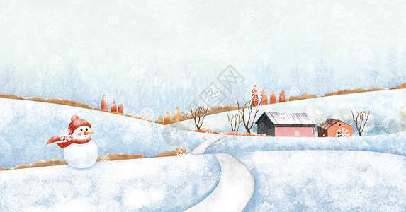 房子雪初雪插画