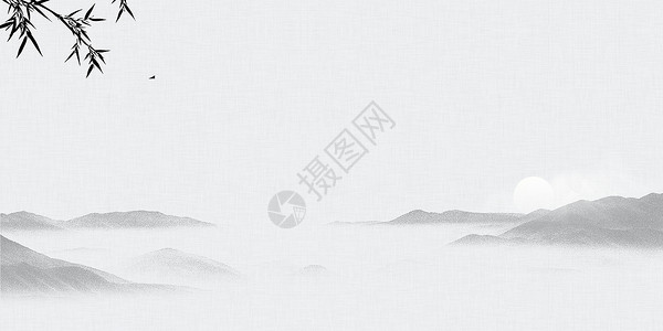 鸟语花香国画水墨背景设计图片
