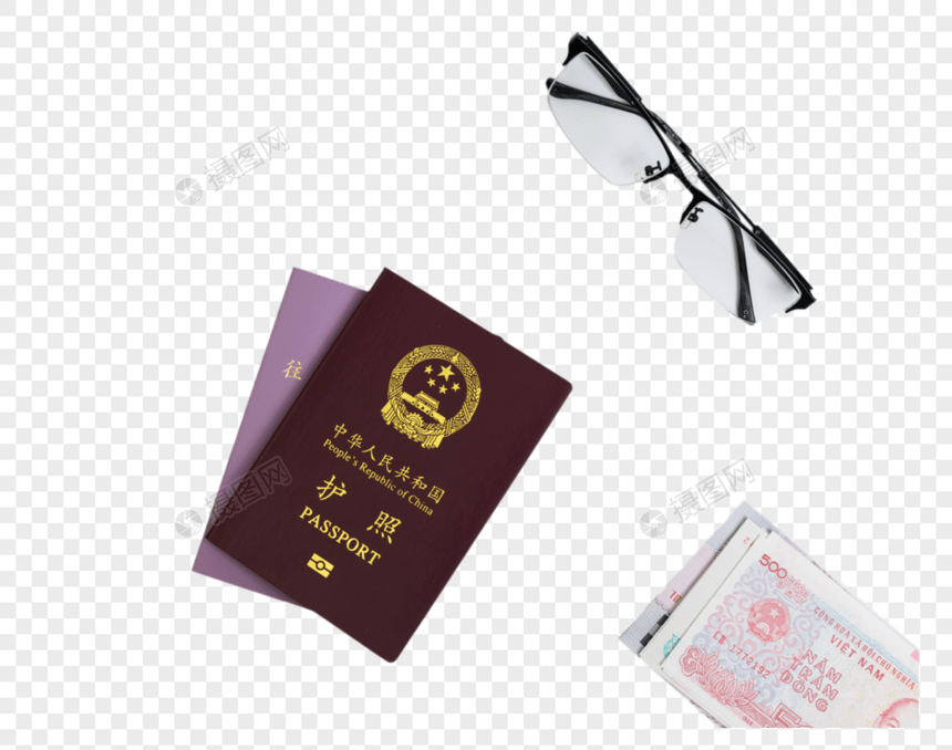 旅游度假出行护照纸币图片