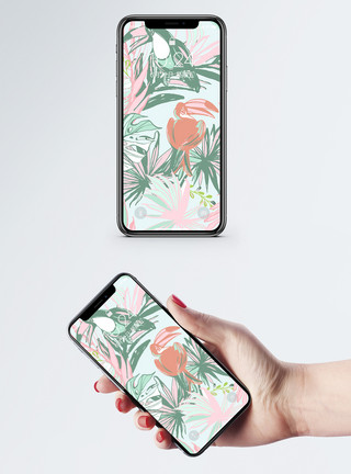 巨型棕榈植物花鸟手机壁纸模板