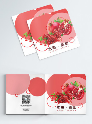 红色圆圈符号水果画册封面设计模板