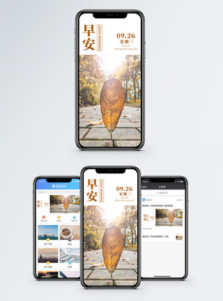 海报金秋早安你好手机海报配图模板