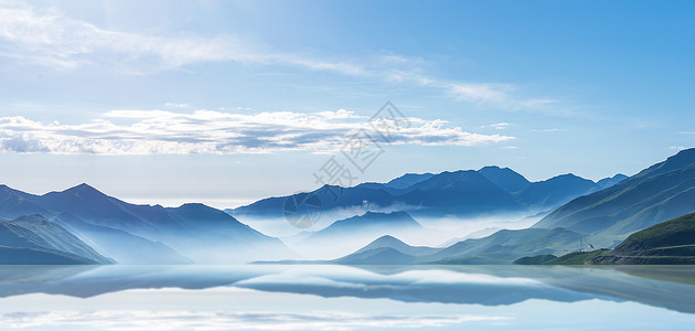 湖的梦幻山峰场景设计图片