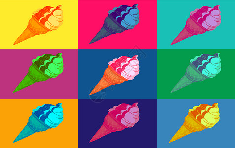 彩色甜筒波普艺术背景设计图片