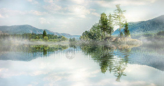 湖雾梦幻森林场景设计图片
