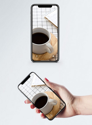 方格桌布咖啡手机壁纸模板