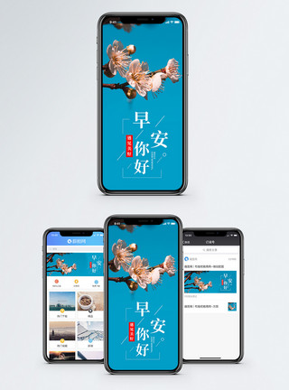清新梅花早安你好手机海报配图模板