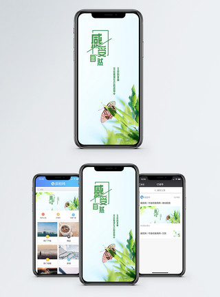 渐变蝴蝶感受自然手机海报配图模板