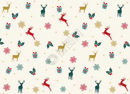 圣诞节小鹿圣诞节背景插画