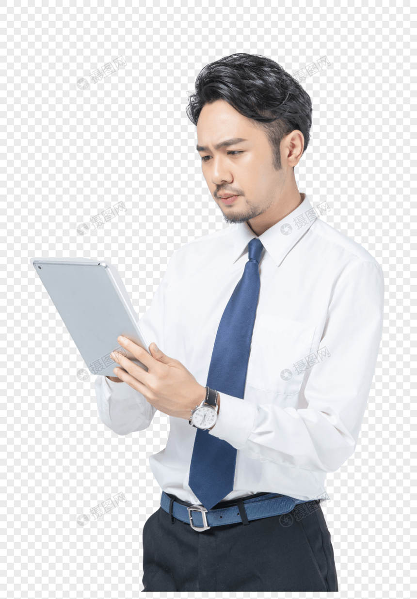 商务男士使用平板电脑图片