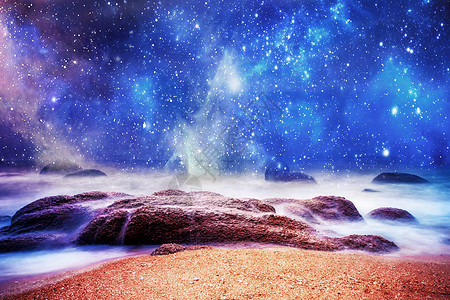 星空海滩星辰大海设计图片