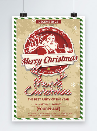 圣诞快乐宣传海报复古圣诞节海报模板