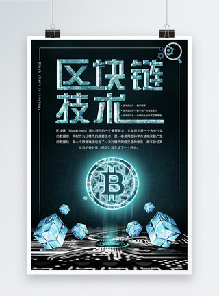 炒币区块链技术科技海报模板