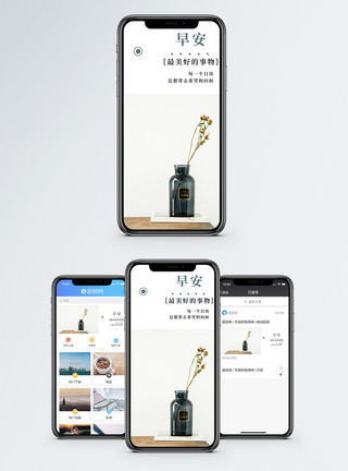 花瓶干花早安手机海报配图模板