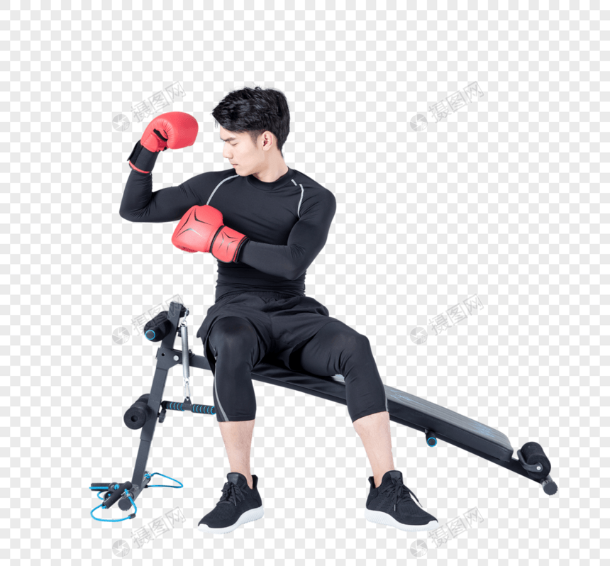 运动男性仰卧板拳击图片