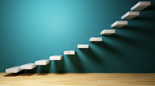 蓝色清新风格楼梯台阶设计图片
