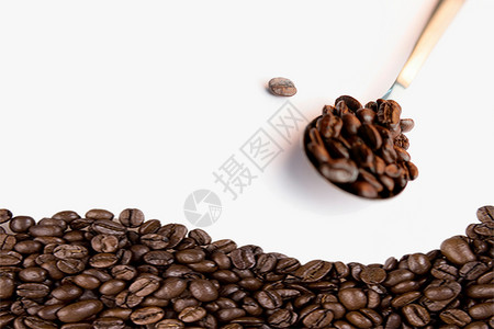 咖啡杯勺子咖啡豆设计图片
