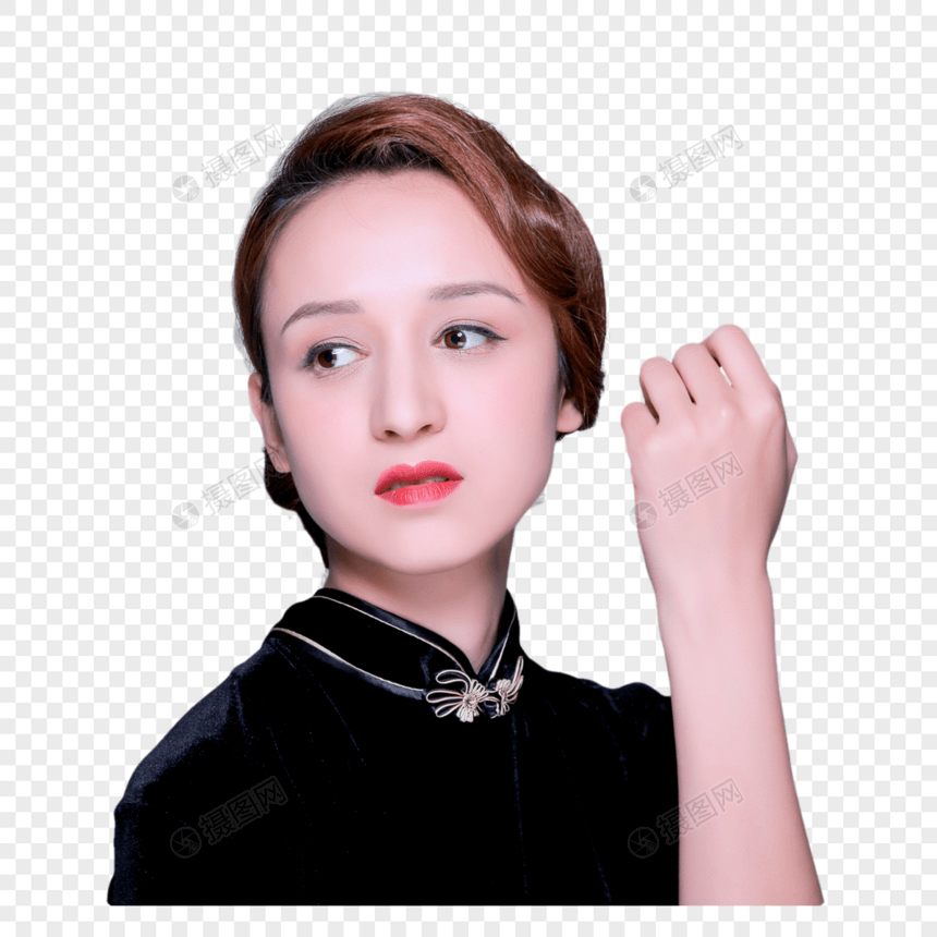 大方中国风旗袍美女妆面图片