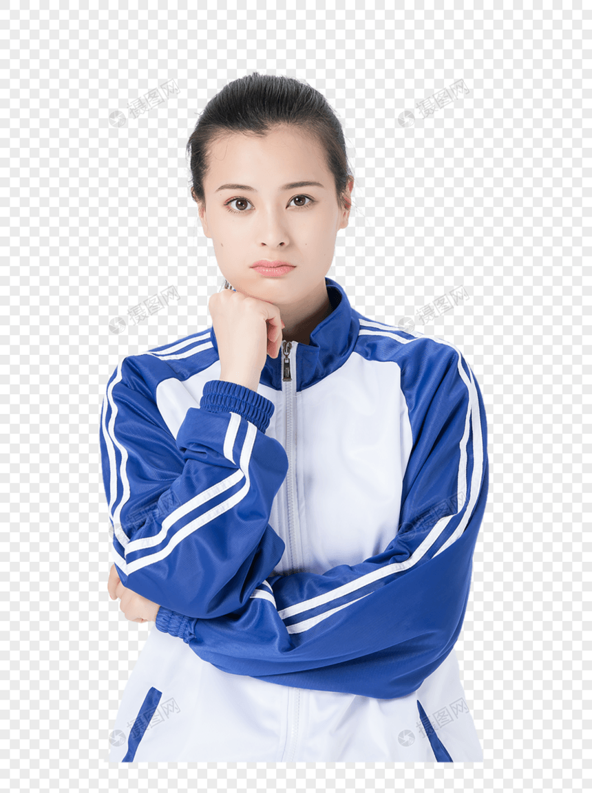 思考中的校服女性学生图片