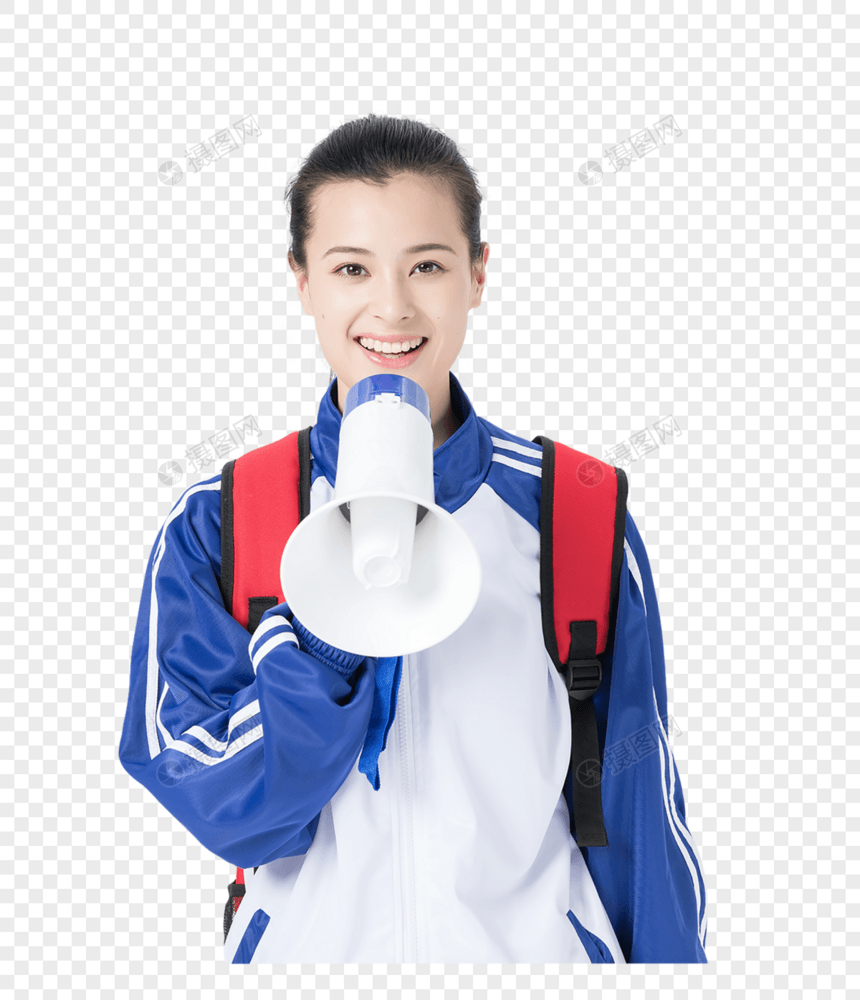 女性学生校服喇叭喊话图片