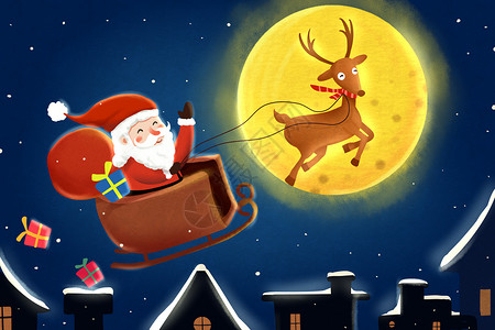 麋鹿雪橇圣诞节插画插画