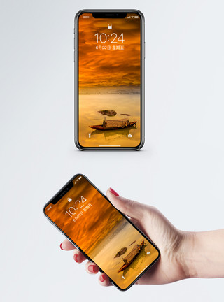 小舟素材渔家傲手机壁纸模板