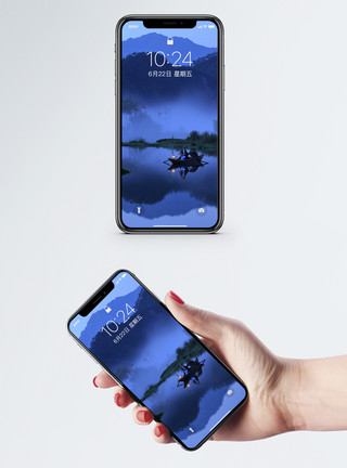 新安江画廊捕鱼摆拍手机壁纸模板
