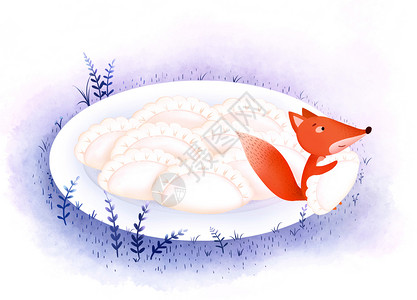 饺子美食插画背景图片