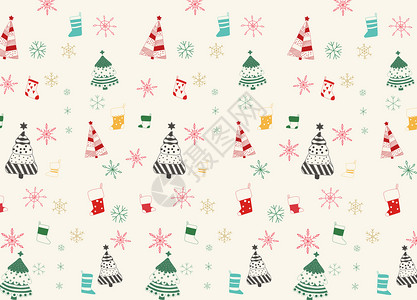 圣诞冬季棉袜小清新圣诞节背景插画