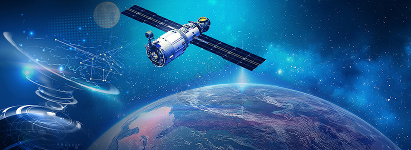 人造卫星蓝色宇宙飞船高清图片