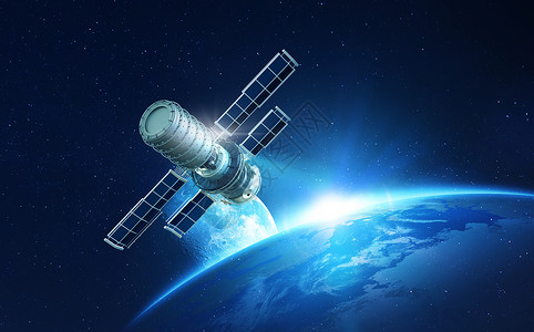 通信信号运行的太空站设计图片