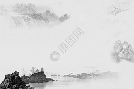 中国海岸线水墨背景设计图片