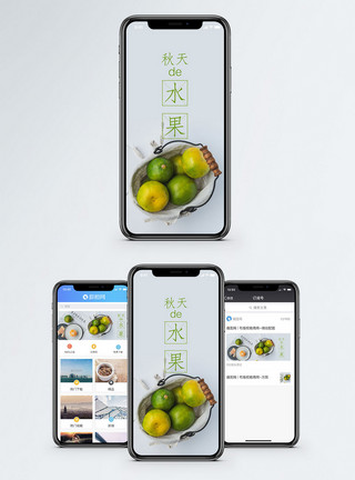 新鲜橘子和果汁秋天的水果手机配图海报模板