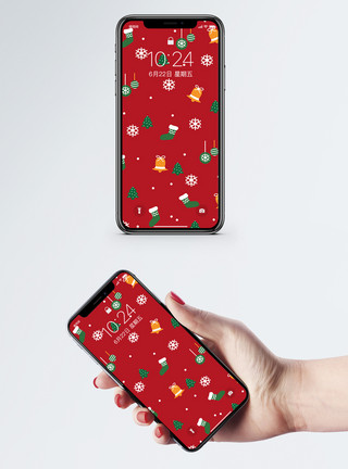 圣诞装饰手绘红色手杖糖圣诞节背景手机壁纸模板