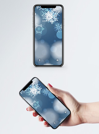 仿雪花渐变光效新年雪花背景手机壁纸模板