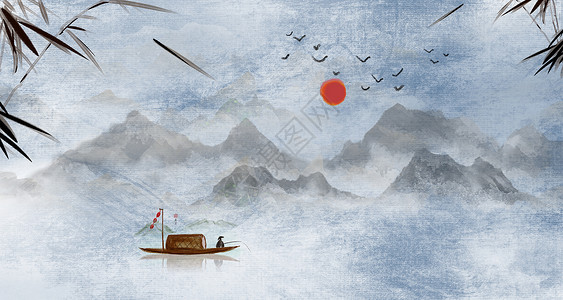 水滴之花中国风水墨背景设计图片