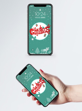 小鹿高清素材圣诞节手机壁纸模板