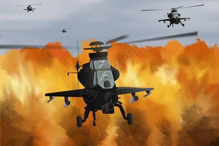 直升飞机素材保卫祖国插画