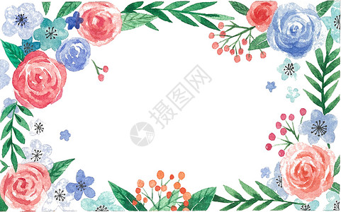 手绘装饰花卉花卉边框插画